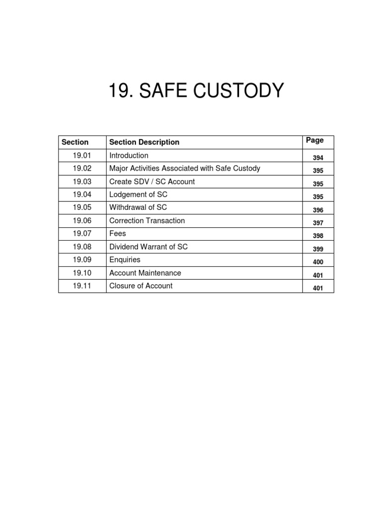 01.19 Safe Custody Financial Transaction Receipt