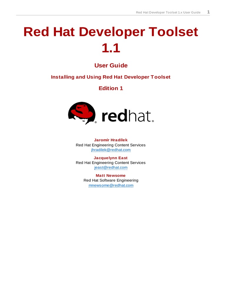 Red Hat Developer Toolset 1 User Guide en US Red Hat Linux
