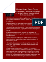 Michael Brown Was A Person Not An Object of Police Suspicion