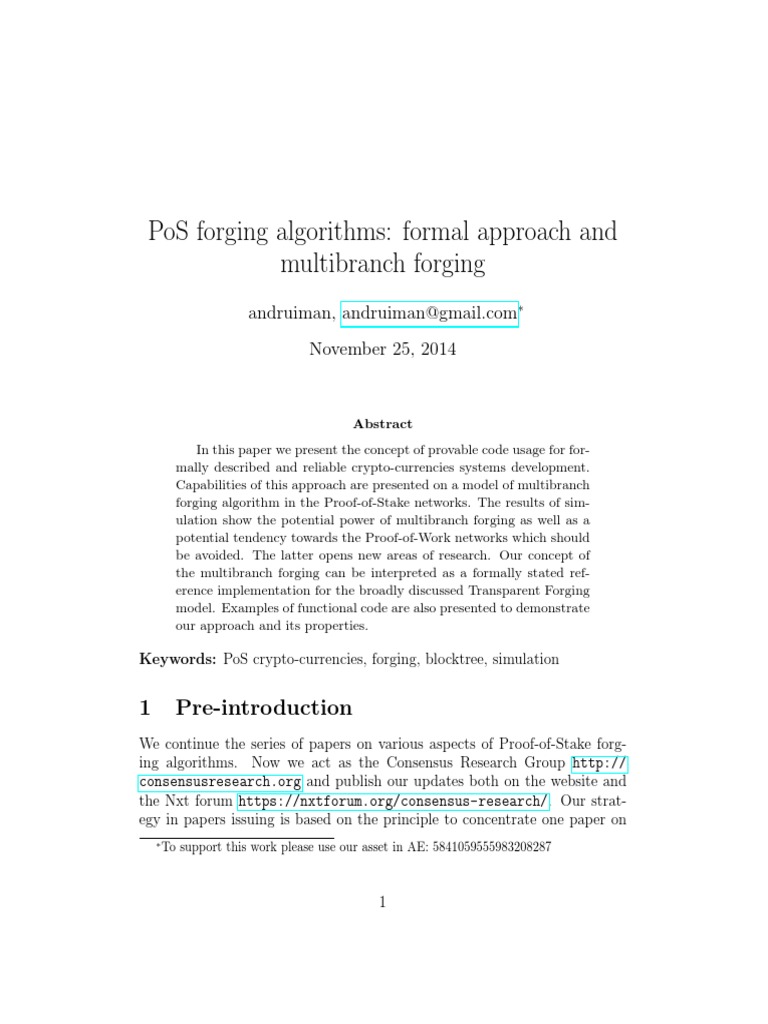Multibranch forging | Blockchain (Database) | Mathematical Proof