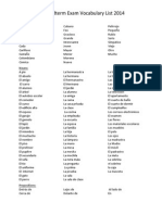 midterm exam vocabulary list 2014