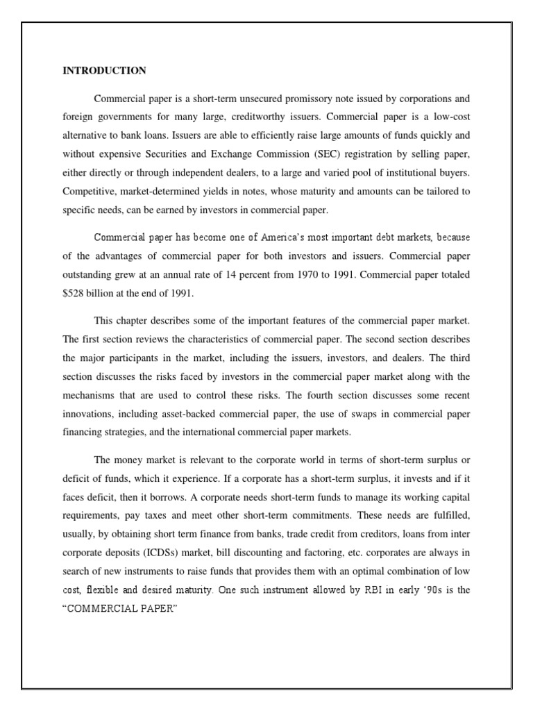 Commercial Paper PDF Commercial Paper Market Liquidity