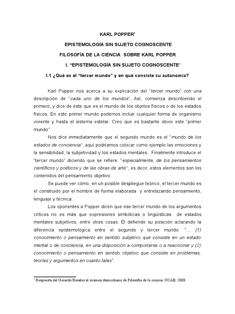 Popper Tercer Mundo Karl Popper Ciencia Prueba gratuita de 30 días Scribd