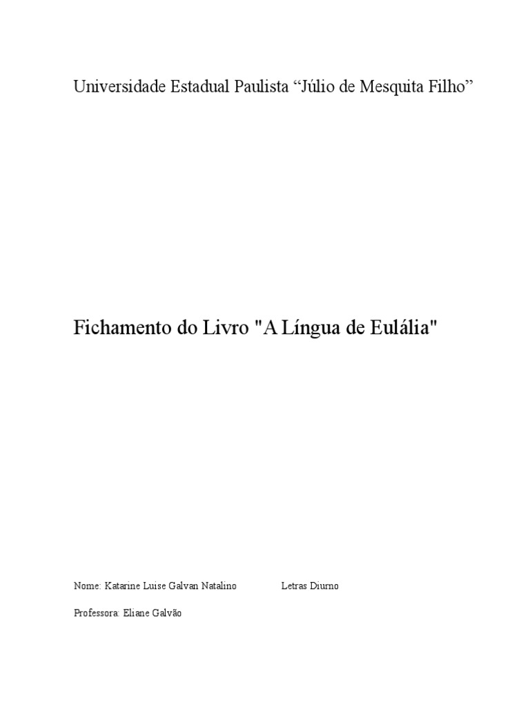 Fichamento A Língua de Eulália PDF