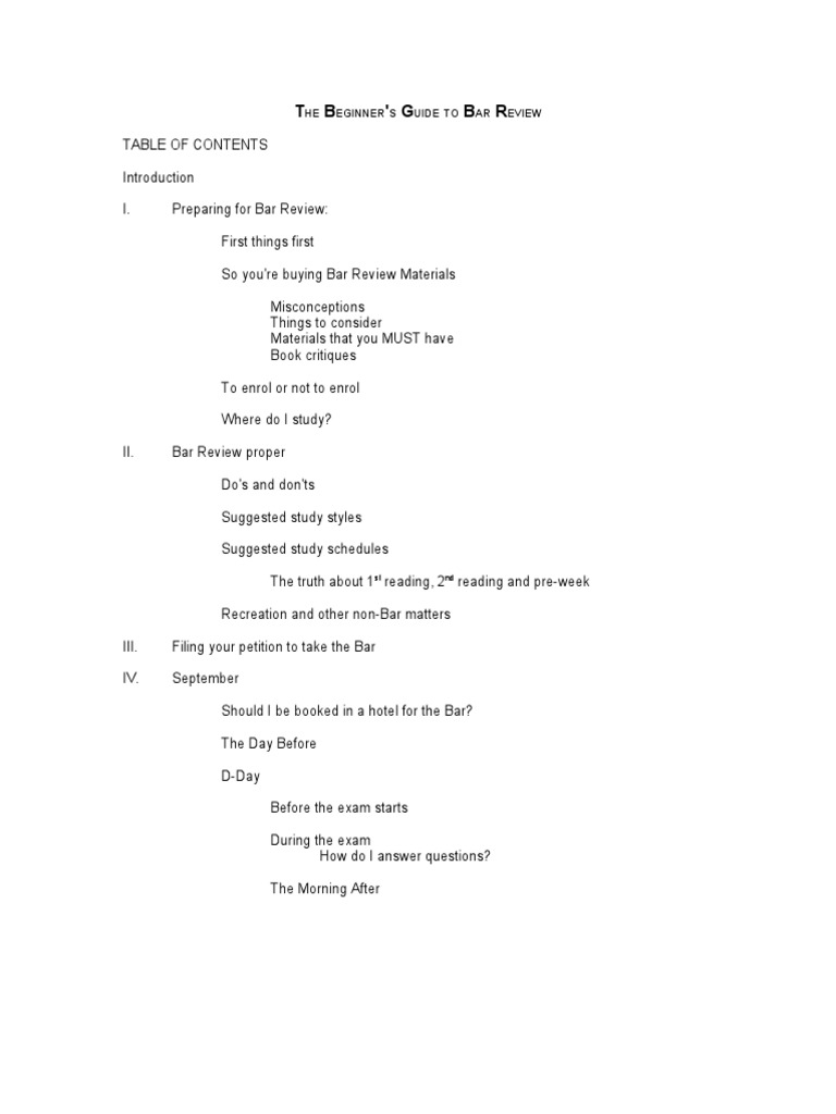 The Beginner S Guide To Bar Review | PDF