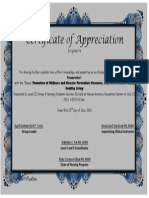 Certificate of Appreciation for Evaluator in Family Case Presentation