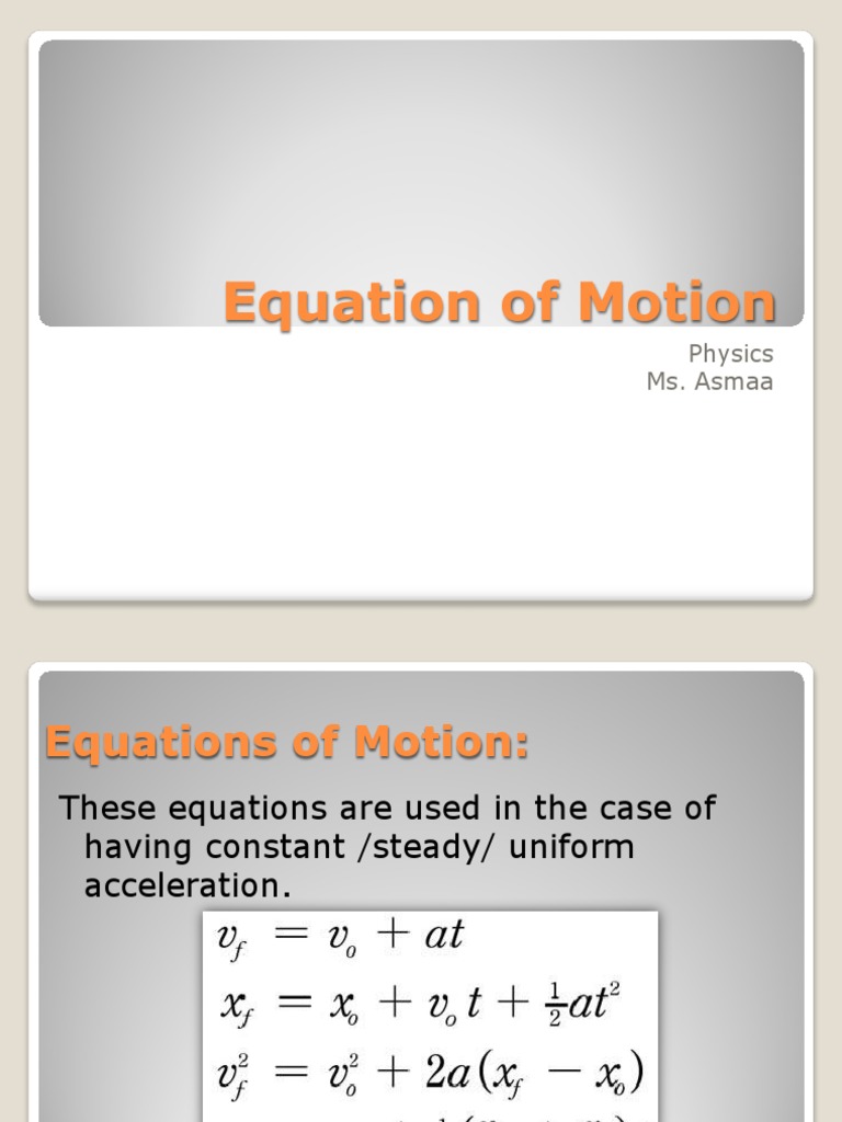 Equation of Motion | PDF