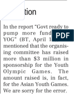Govt Ready To Pump More Funds Into YOG (Correction), 15 Apr 2009, Business Times