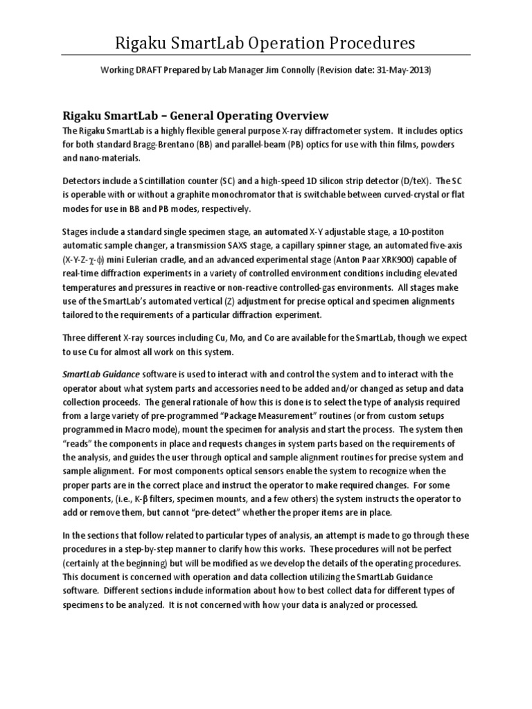 Rigaku SmartLab Operation Manual | PDF | Image Scanner | Aperture
