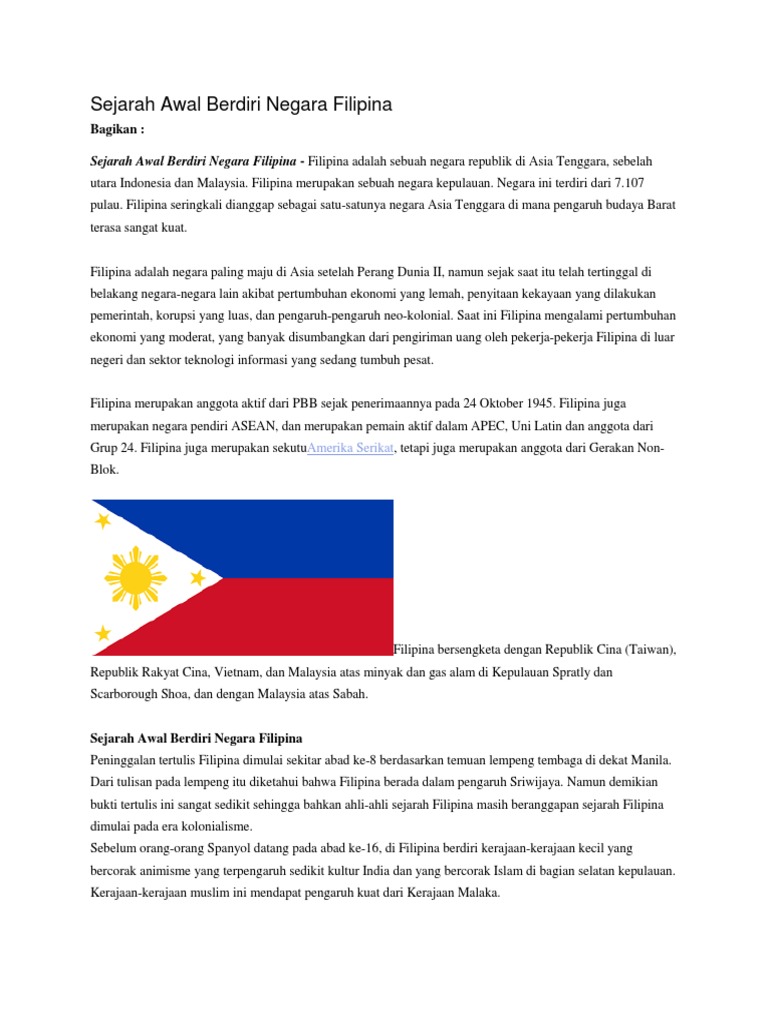 Sejarah Awal Berdiri Negara Filipina Pdf
