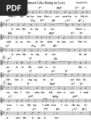Almost Like Being In Love Std Key C Inst Pdf