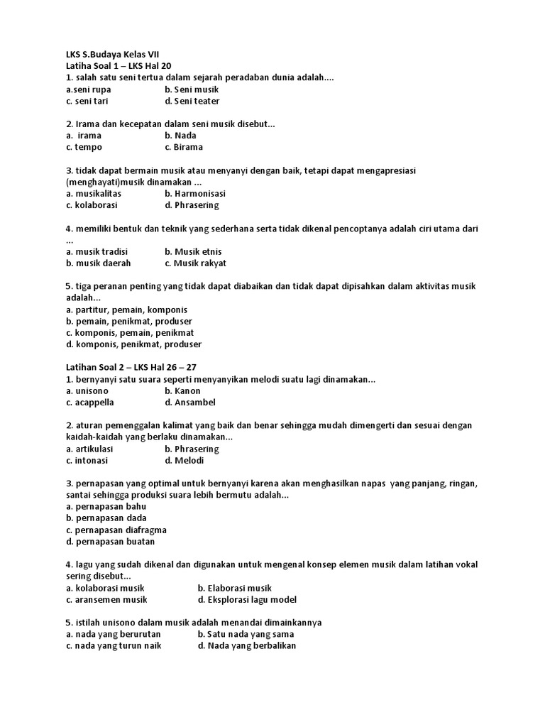 20+ Contoh Soal Dan Jawaban Seni Budaya 40 Pictures