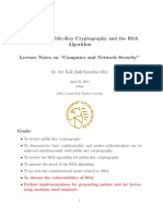 Lecture 12: Public-Key Cryptography and The RSA Algorithm Lecture Notes On "Computer and Network Security"