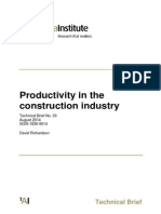 Productivity in The Construction Industry: Technical Brief