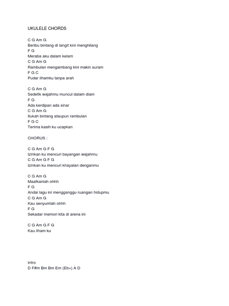 Ukulele Chords Pdf