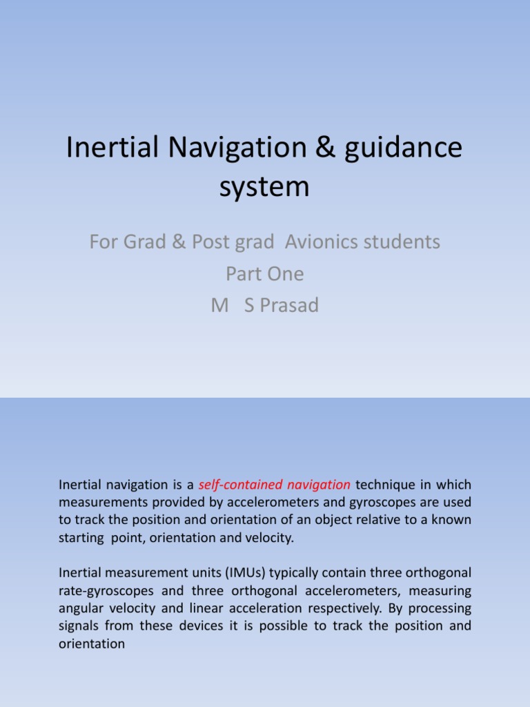 Inertial Navigation Systems Overview | PDF | Inertial Navigation System ...
