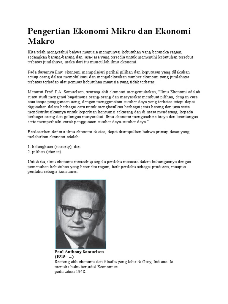 Pengertian Ekonomi Mikro Dan Ekonomi Makro Pdf
