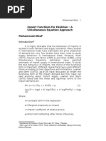 Import Functions For Pakistan - A Simultaneous Equation Approach Mohammad Afzal