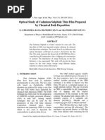 Optical Study of Cadmium Sulphide Thin Film Prepared by Chemical Bath Deposition