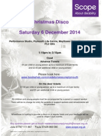 Christmas Disco Saturday 6 December 2014: Performance Studio, Plymouth Life Centre, Mayflower Drive, Plymouth, Pl2 3Dg