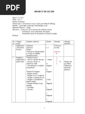 Plan De Lectie Baschet Aruncare La Cos Pe 2 Pasi