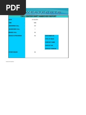 Shift Handover Report 31Oct2014_2nd Shift