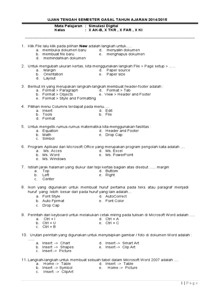 39+ Soal ulangan simdig kelas 10 semester 2 ideas