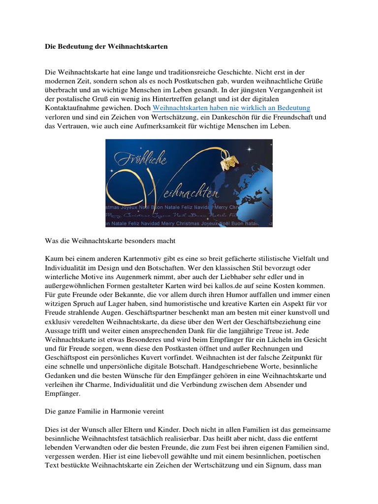 Die Bedeutung Der Weihnachtskarten | Pdf