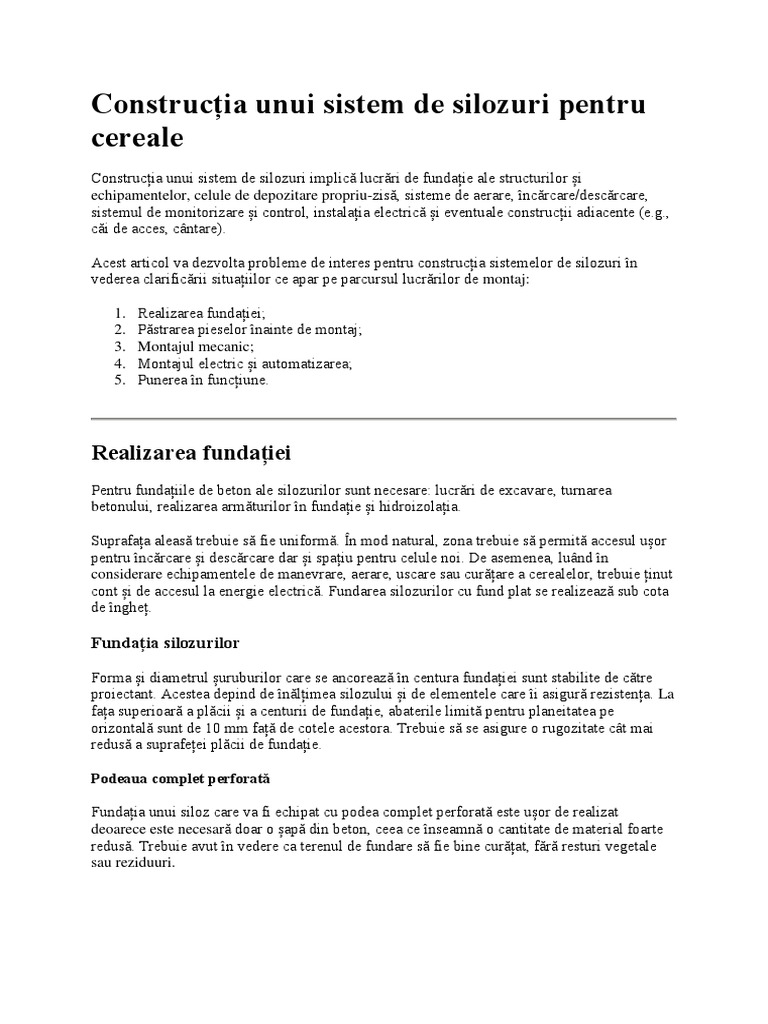 Etape Constructie Siloz Metalic | PDF