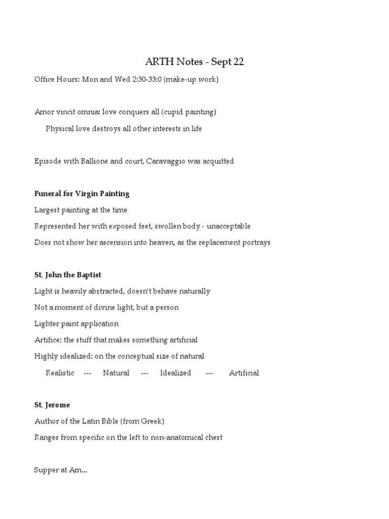 ARTH Notes: Key Art Concepts & Assignments | PDF
