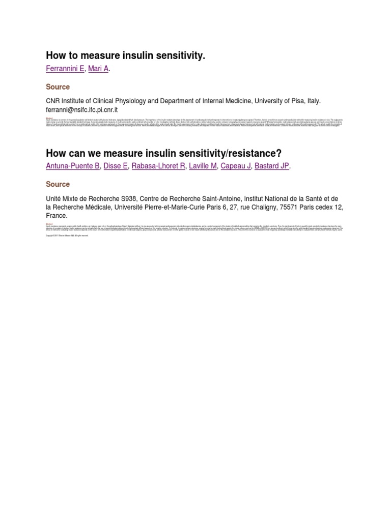 Ways To Measure Insulin Resistance