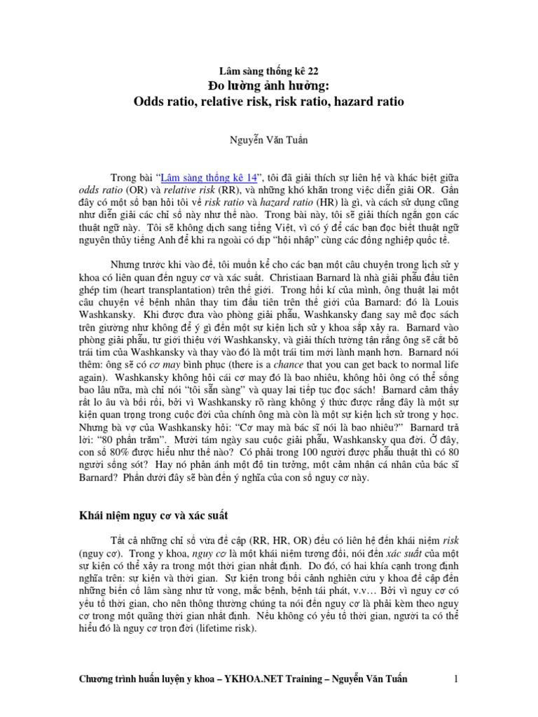 đo Lư Ng Nh Hư Ng Odds Ratio Relative Risk Risk Ratio Hazard Ratio
