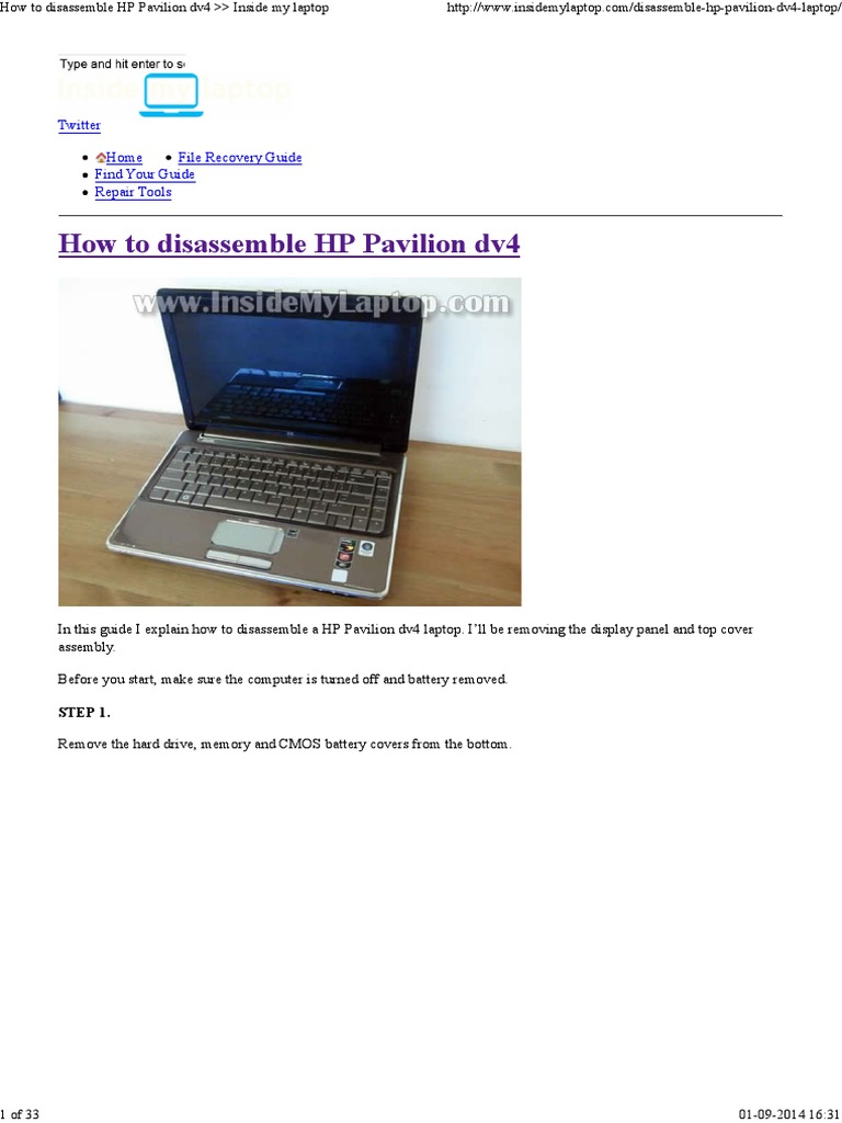 How To Disassemble HP Pavilion Dv4 Inside My Laptop PDF Computer
