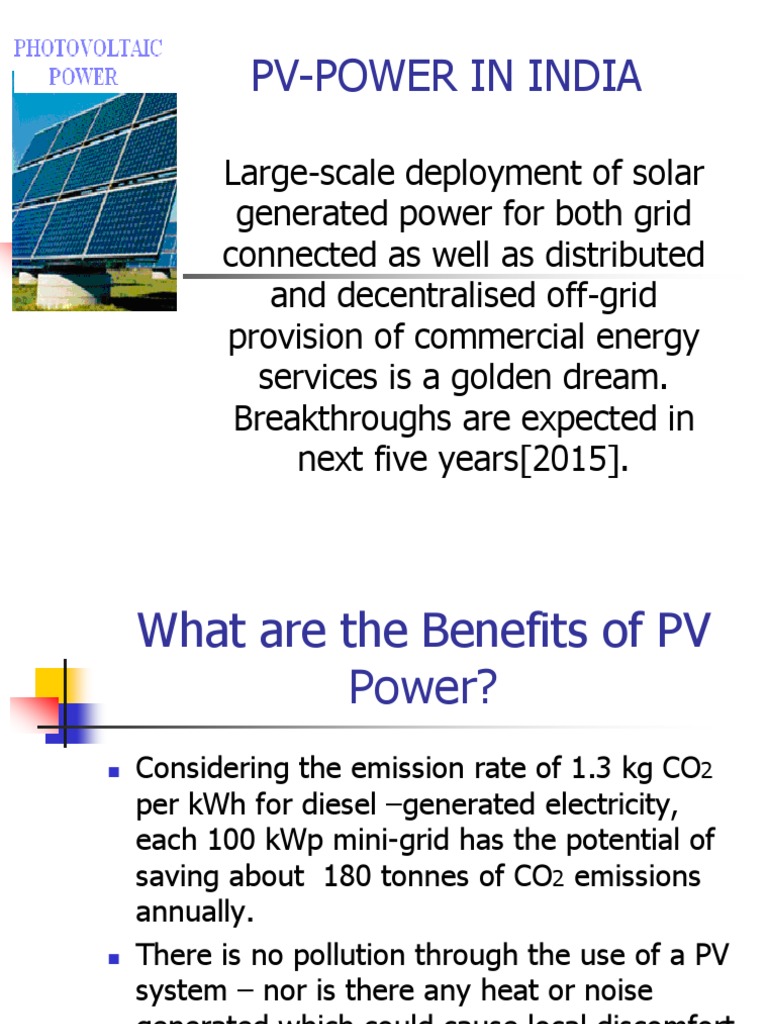 Solar PV Power in India: Benefits & Systems | PDF | Photovoltaic System ...