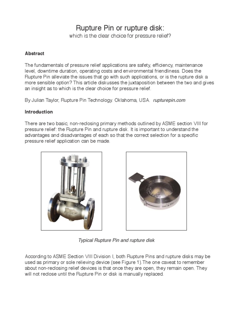 Rupture Pin or Rupture Disk | PDF | Valve | Fracture
