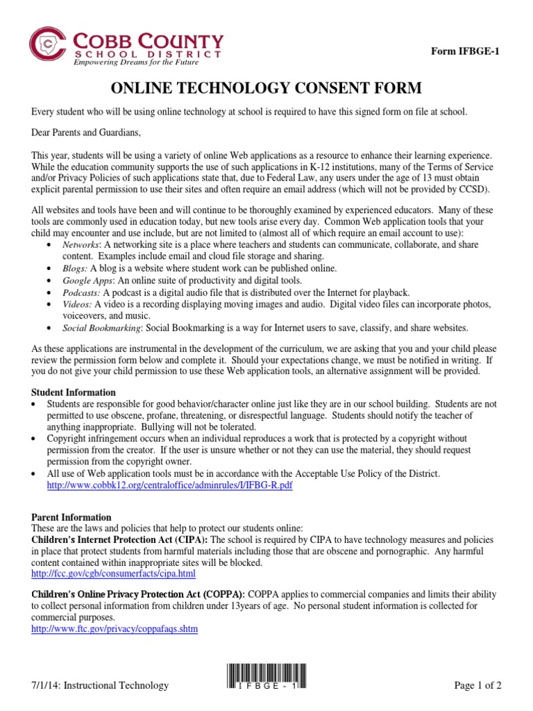 Parent Online Consent Form | PDF | Internet Privacy | Cyberspace