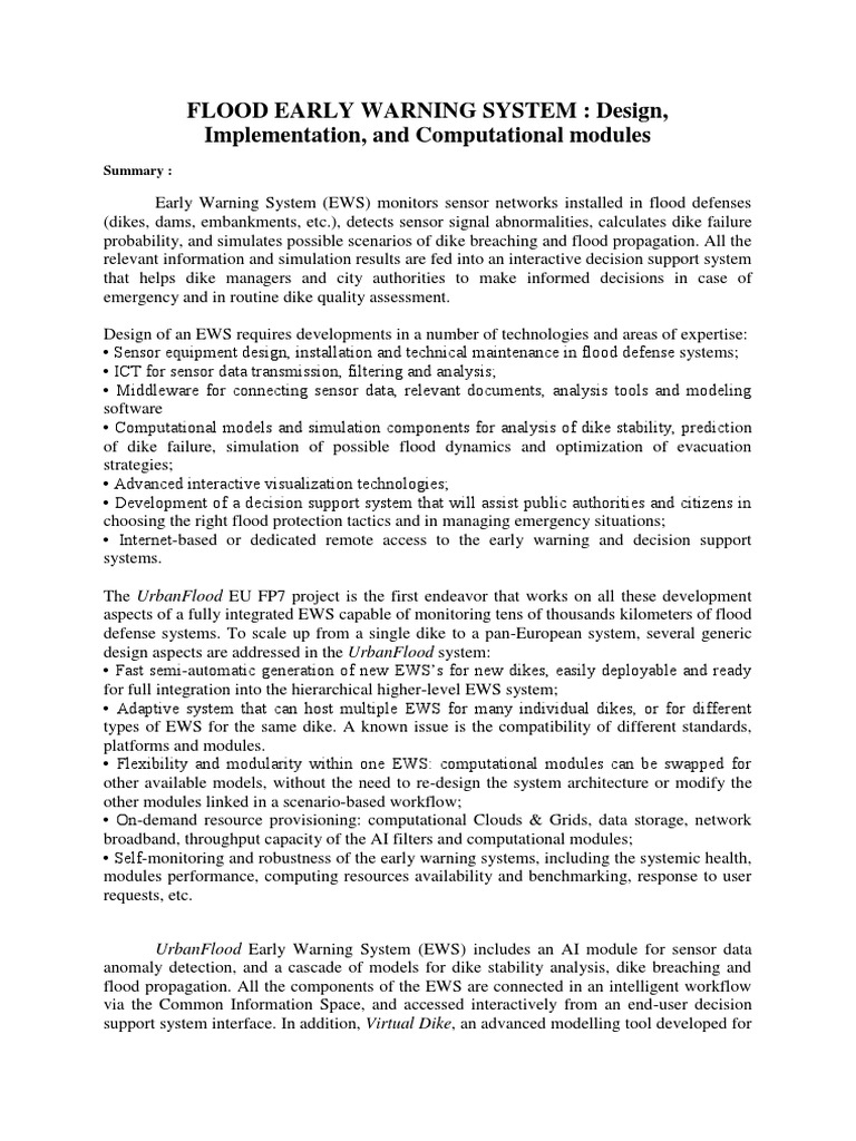 Flood Early Warning System PDF Modularity Simulation