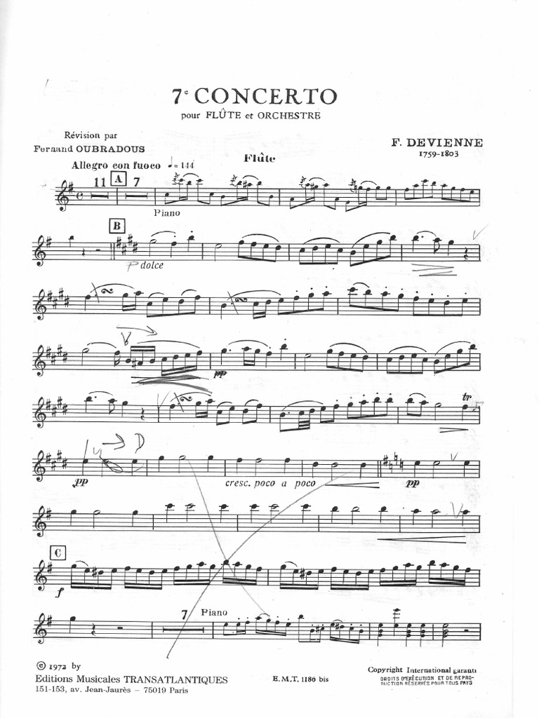 Devienne flute concerto n°7 Woodwind Instruments Aerophones