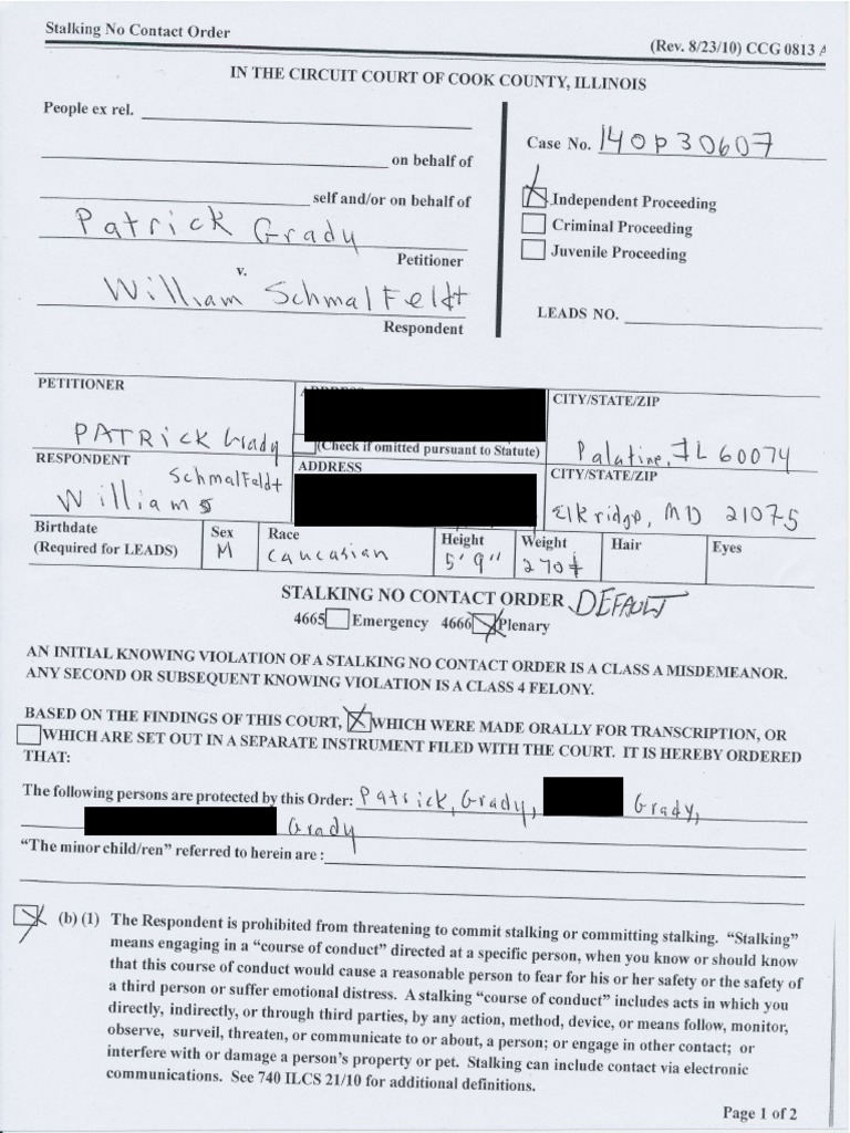 IL No Contact Order (Redacted) PDF Courts Public Law