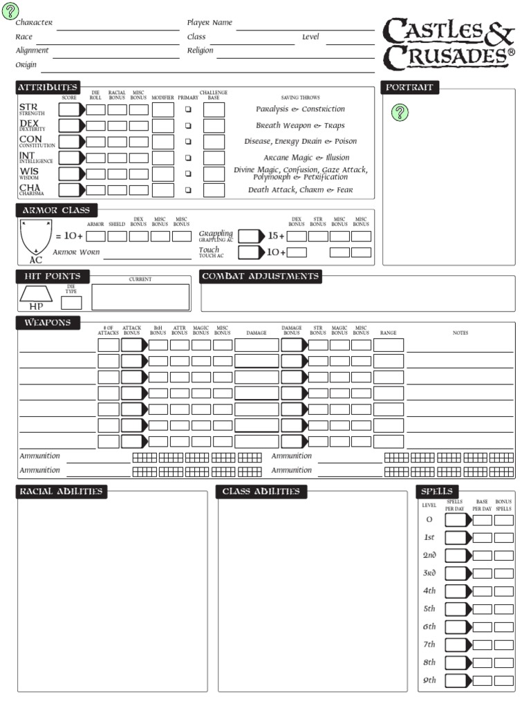 Attributes Portrait: STR DEX CON INT WIS CHA | PDF