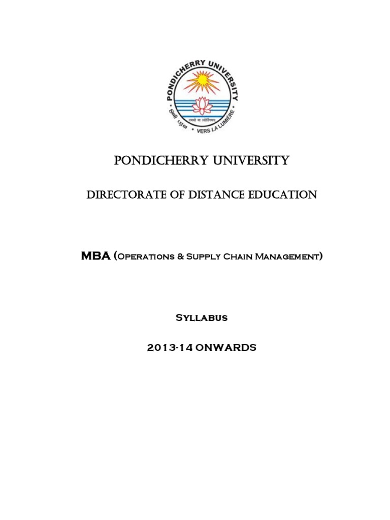 MBA Operations & Supply Chain Syllabus | PDF | Supply Chain Management ...