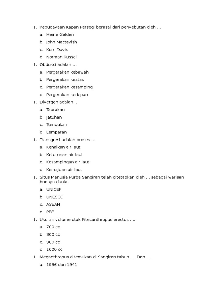 Contoh Soal Sejarah Indonesia Kelas 10
