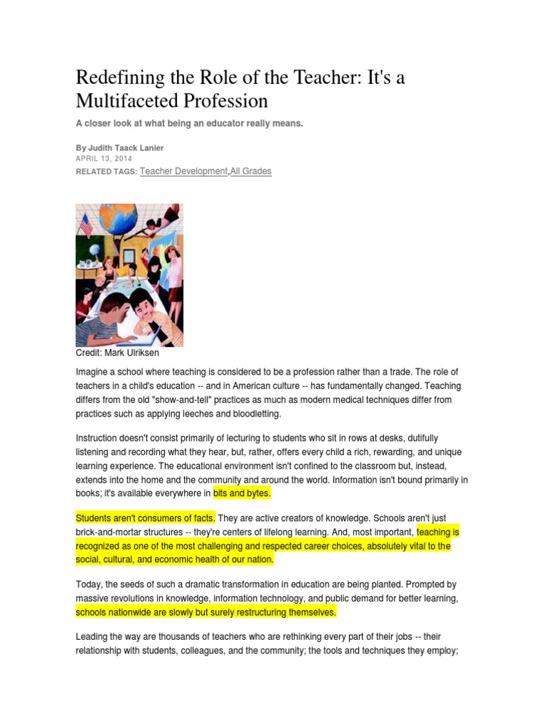 Rethinking the Teacher's Role in Education | PDF | Teachers | Curriculum
