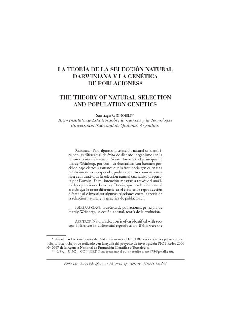 Teoria de La Seleccion Natural PDF | PDF | Charles Darwin | Evolución