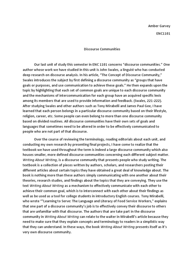 Discourse Communities in Writing Studies | PDF | Lecture | Linguistics