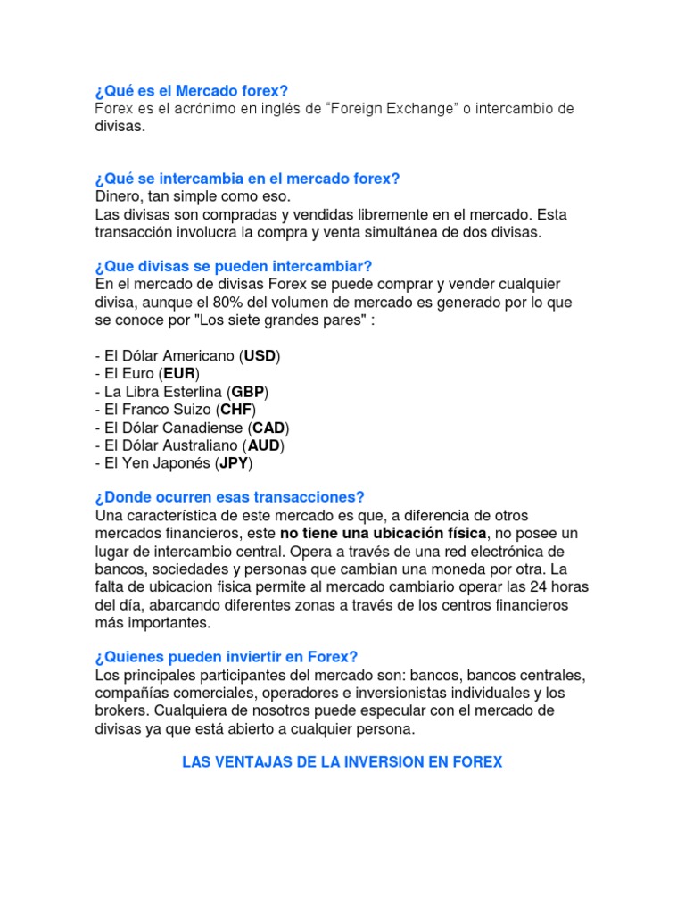 Que Es El Mercado Forex - 