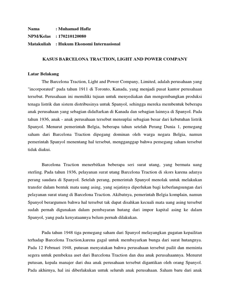 HEIBarcelona Traction Case