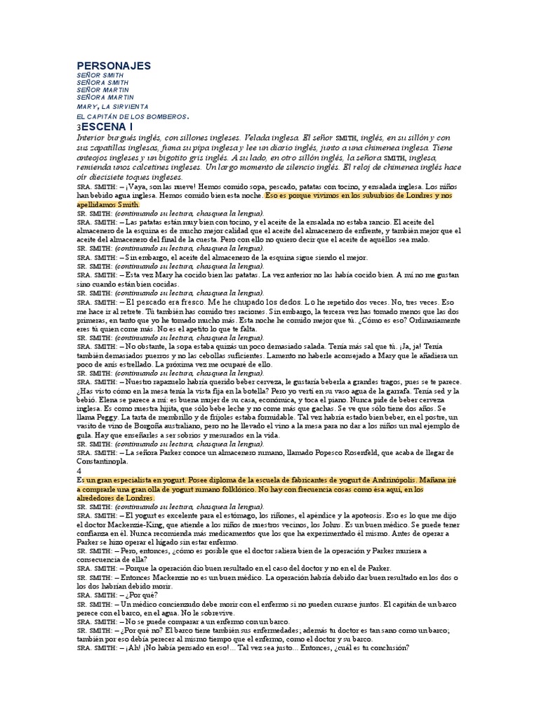 La Cantante Calva PDF PDF Vacas Razón