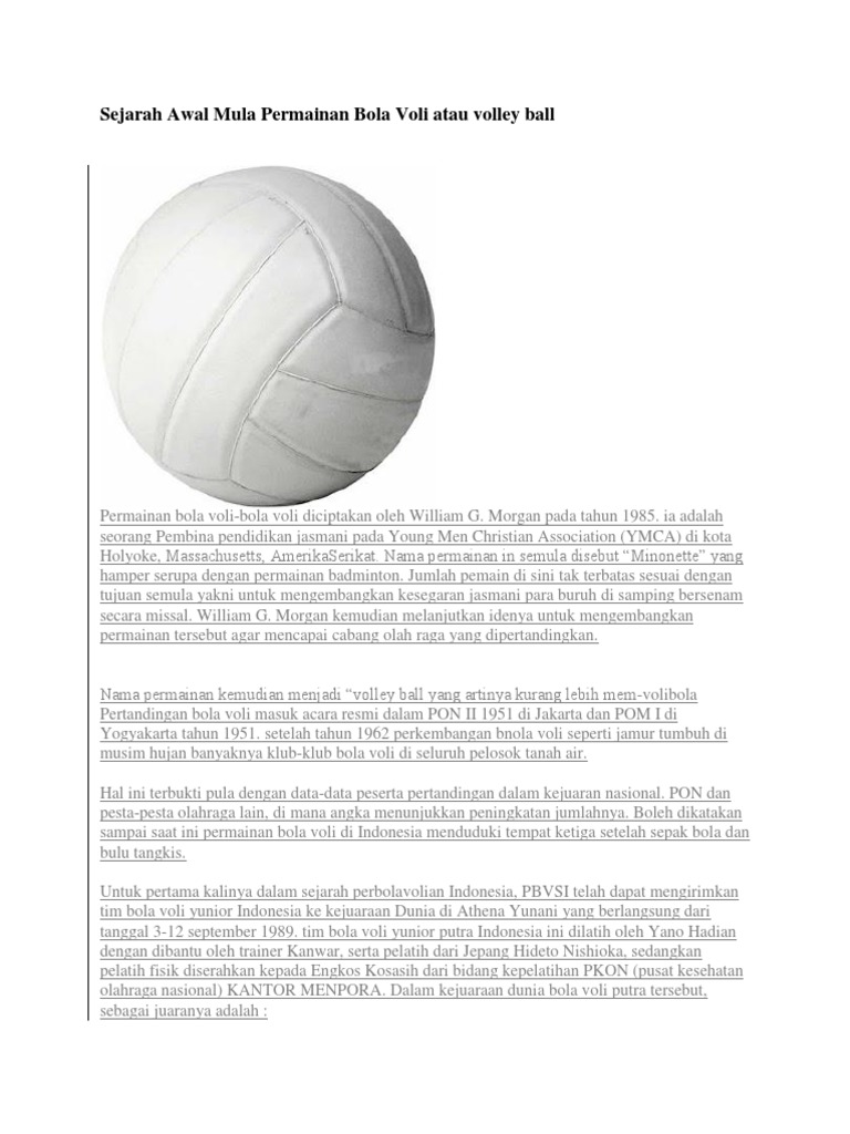 Sejarah Awal Mula Permainan Bola Voli Atau Volley Ball