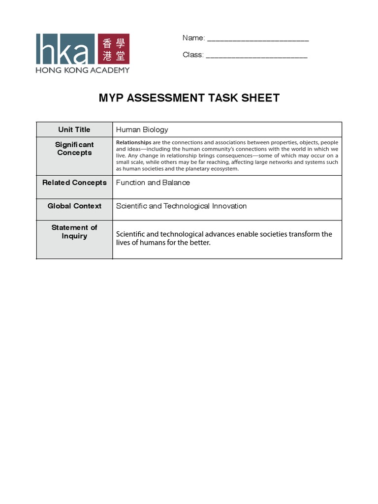 Human Biology Assessment Task Guide | PDF | Science | Innovation